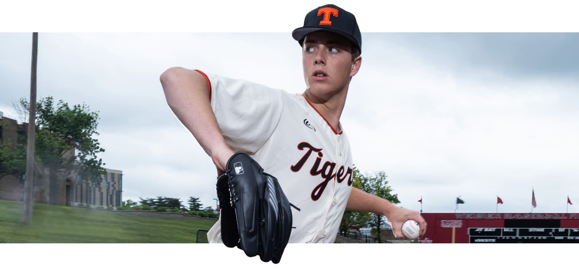 A high school baseball pitcher