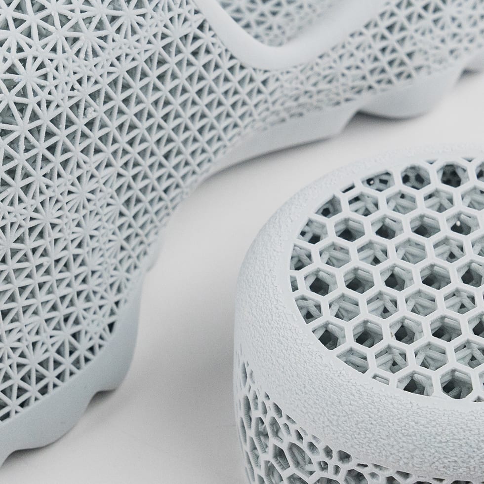 Close-up shot of 2 latticed objects made with EPU Pro