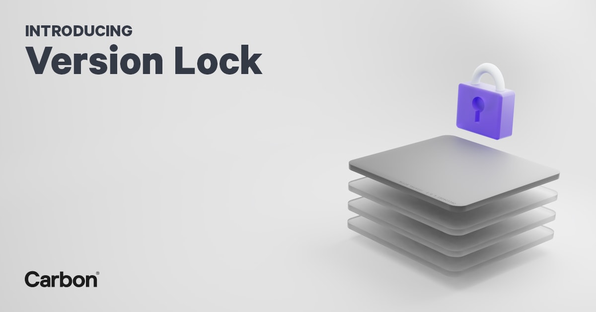 An icon of a lock over a stack of cards along with the text "Introducing Version Lock"