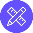 An icon showing a pencil overlapping a ruler at 90 degress