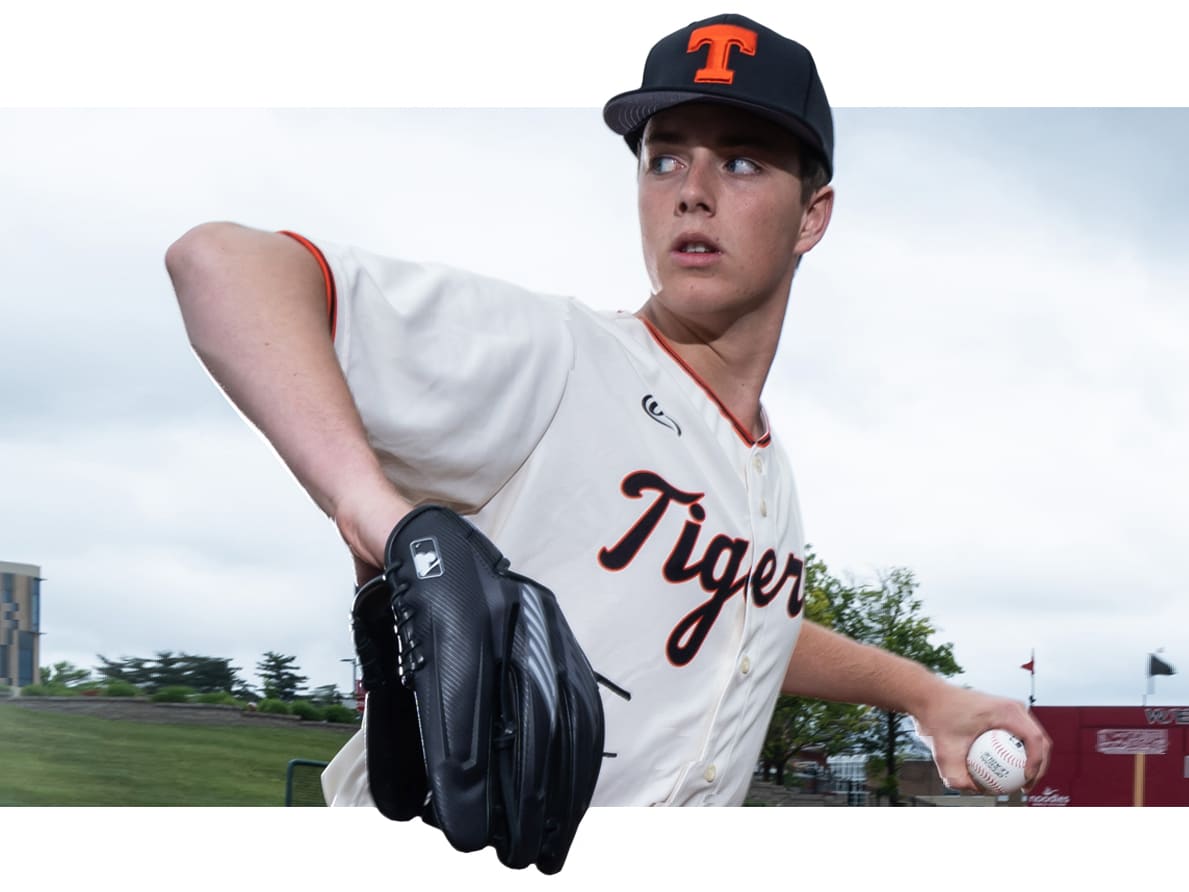 A high school baseball pitcher