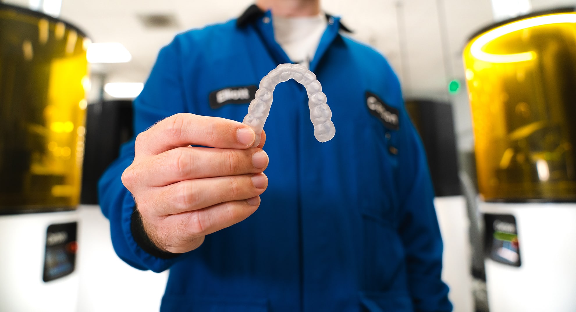 Lab Worker Holding Hard Splint
