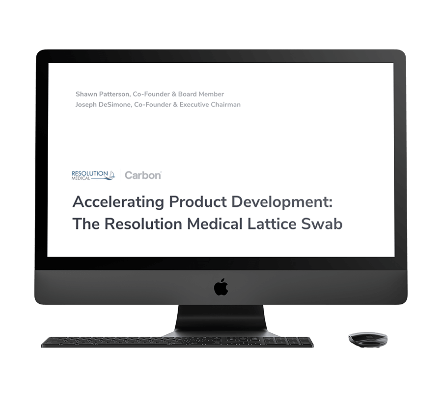 iMac monitor with webinar title on it
