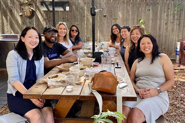 Carbon employees at picnic table