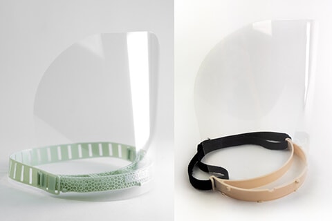 Face shields side by side