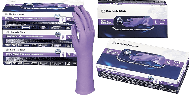 PURPLE NITRILE-XTRA™ Examination Gloves, Kimberly-Clark, long-cuff disposable gloves PURPLE NITRILE-XTRA™ Examination Gloves, Kimberly-Clark, long-cuff disposable gloves