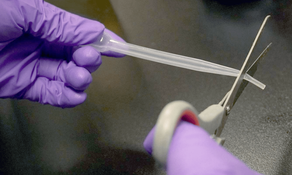 When dispensing higher viscocity components like Part A, it may be necessary to cut the tip off a pipette.