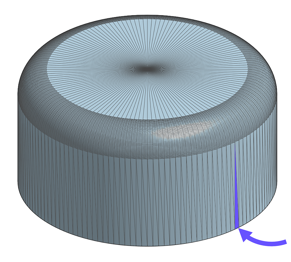 Example triangle shown highlighted on an STL file