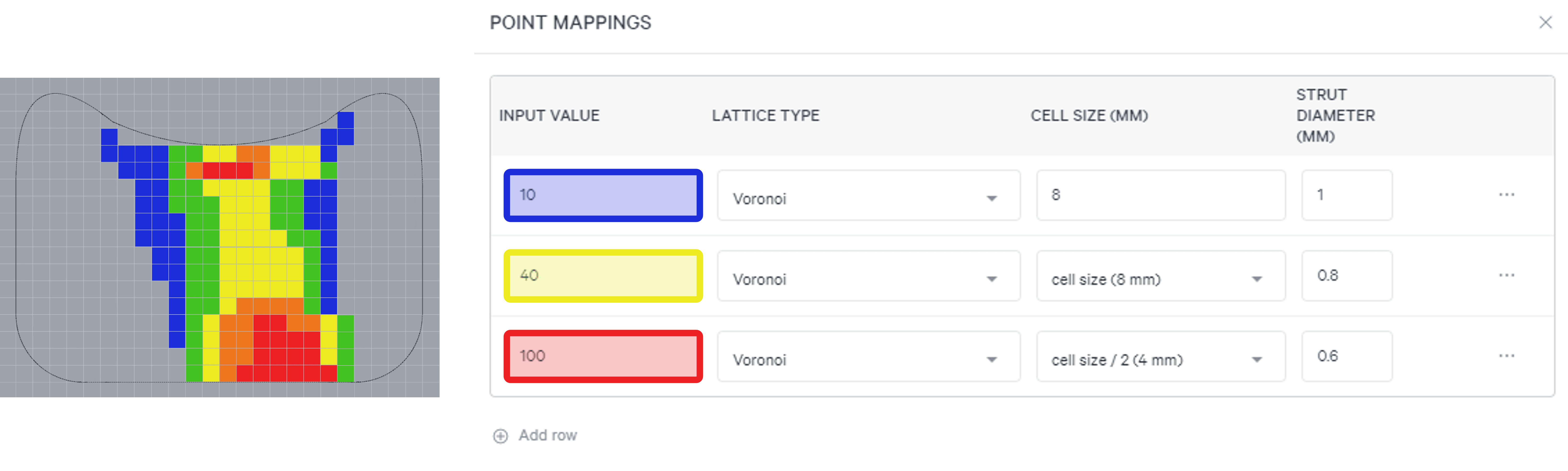 3 values from the CSV file are used as input values in this example