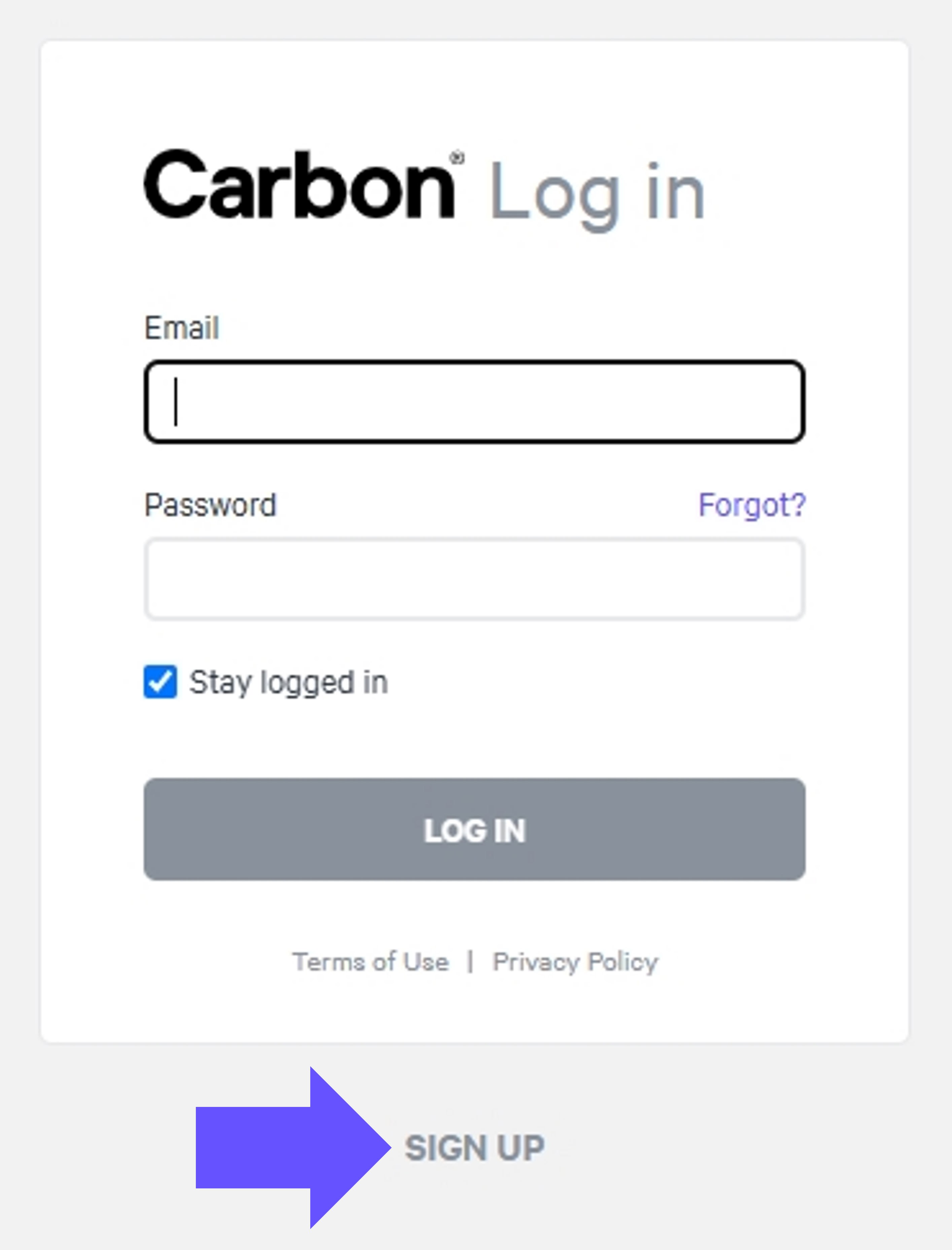 Sign Up on Log in dialog Sign Up on Log in dialog