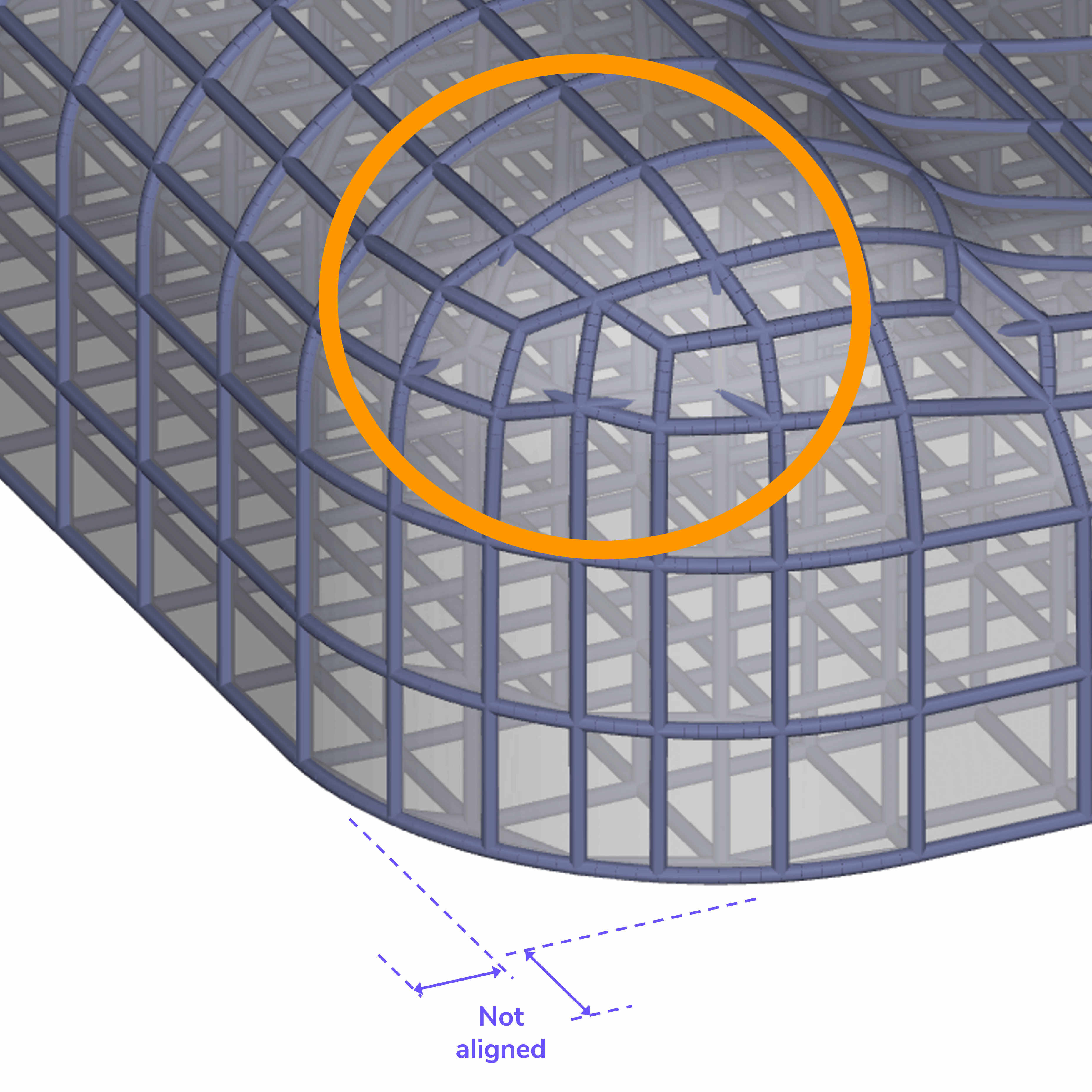 Results of a gridded mesh not aligned with design space Results of a gridded mesh not aligned with design space
