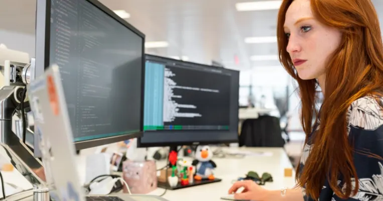 software engineer at her desk