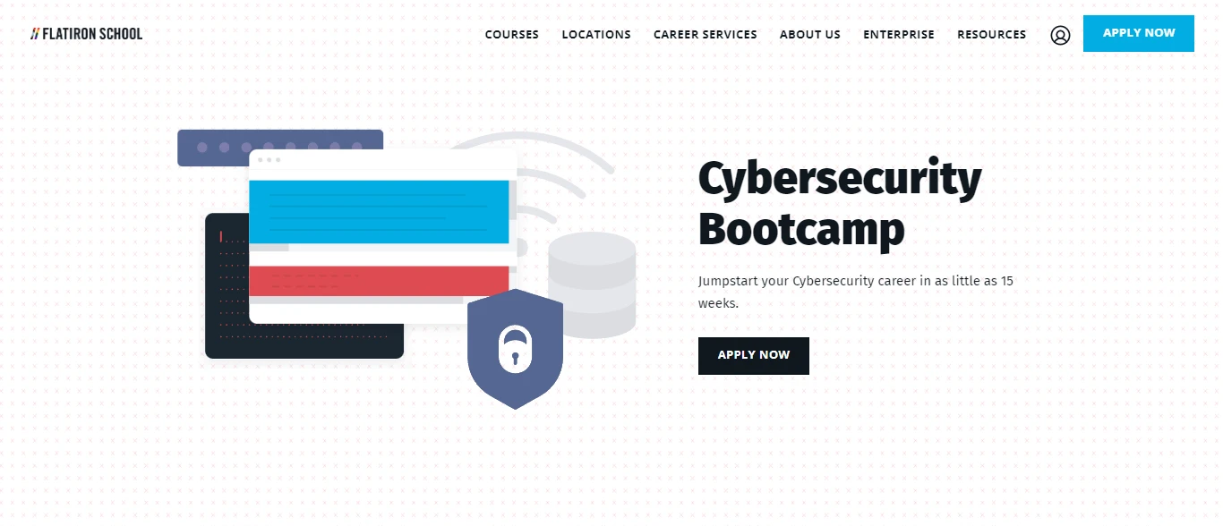 screenshot of cybersecurity bootcamp page from Flatiron School website