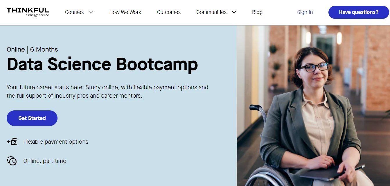 screenshot of data science bootcamp page from Thinkful website