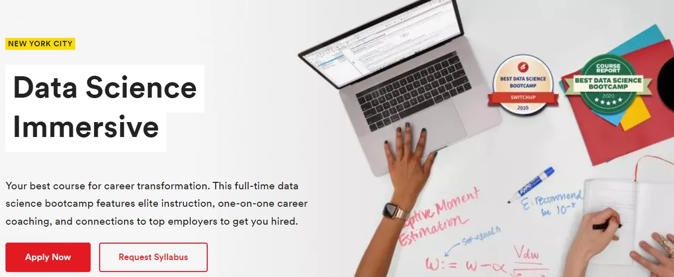 screenshot of Data Analytics Bootcamp page from General Assembly website