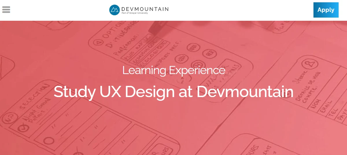 screenshot of UI UX Design Bootcamp page from DevMountain website