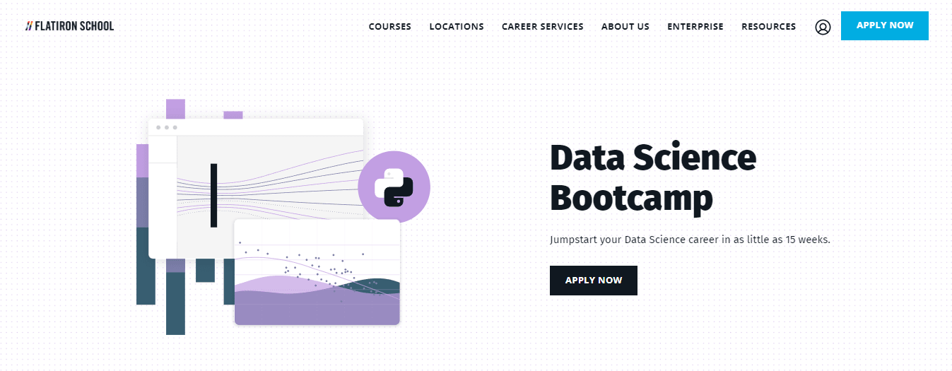 screenshot of Data Analytics Bootcamp page from Flatiron School website