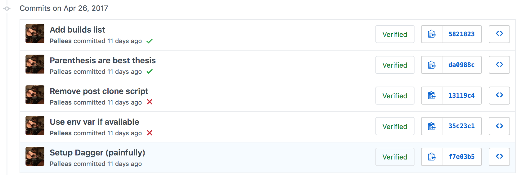 List of commits on Ultron