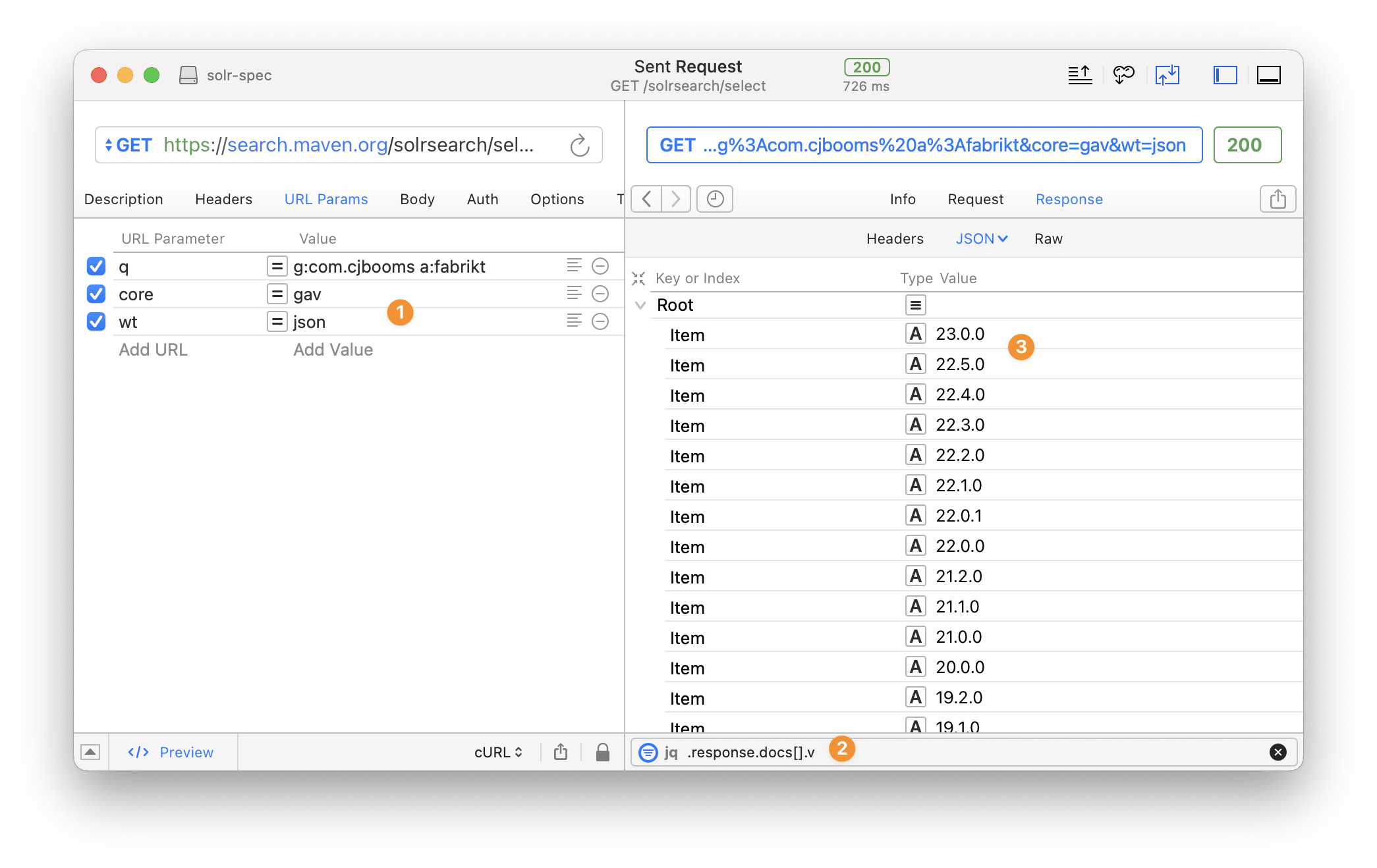 Sending a request to the API using the RapidAPI app 