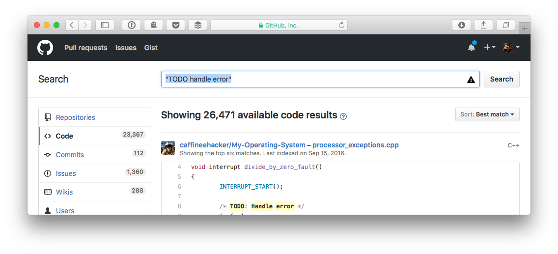 23367 places where errors handling is **definitely** for this sprint! 