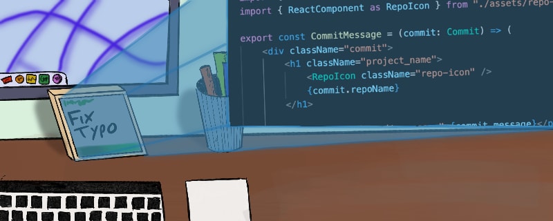 The raspberry pi sitting on the desk, projecting some javascript Code