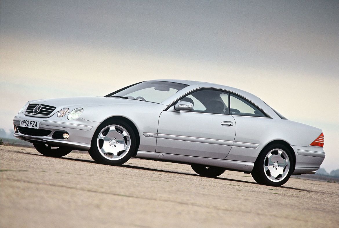 Silver Mercedes SL coupe