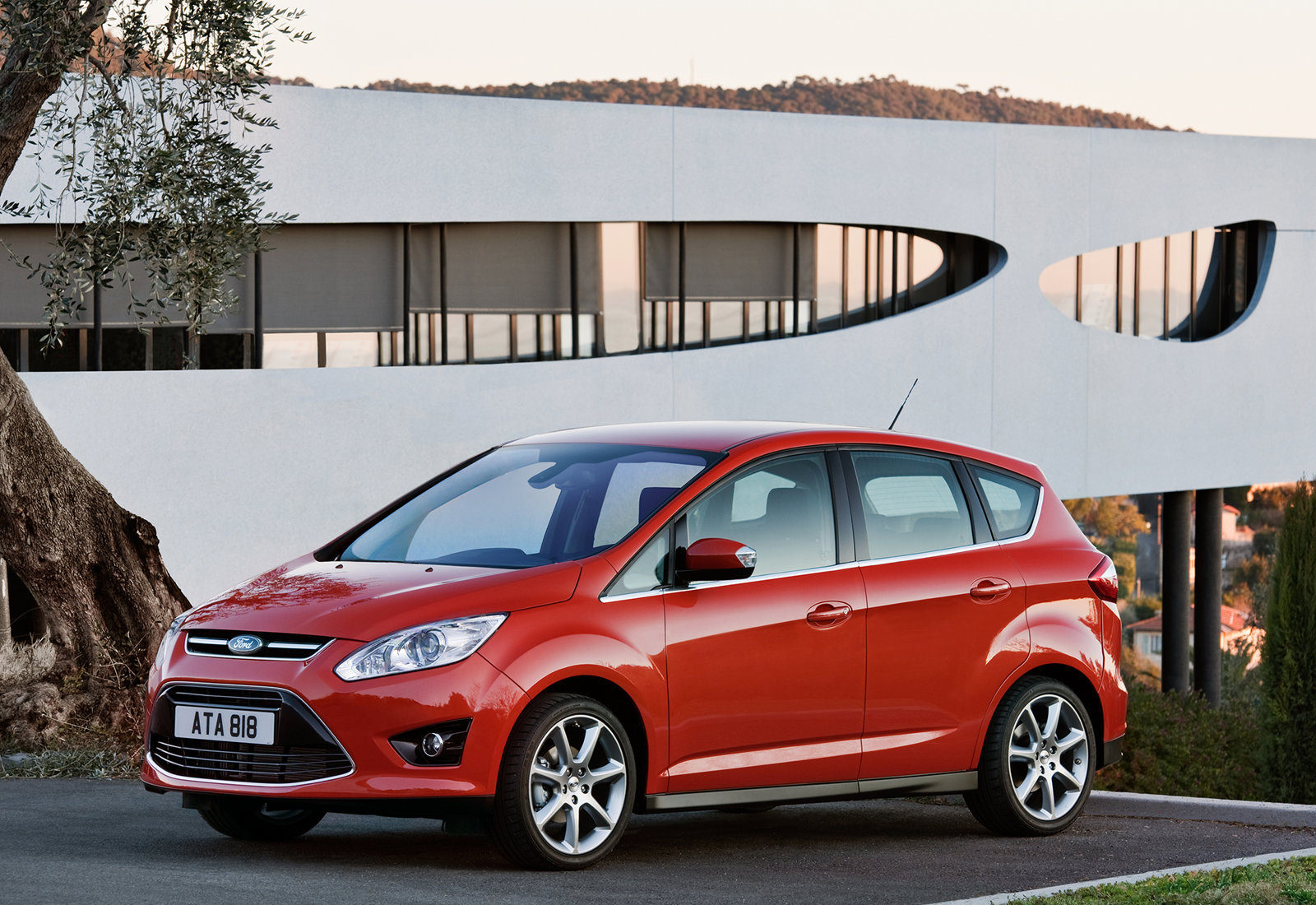 image of a red ford c max car exterior