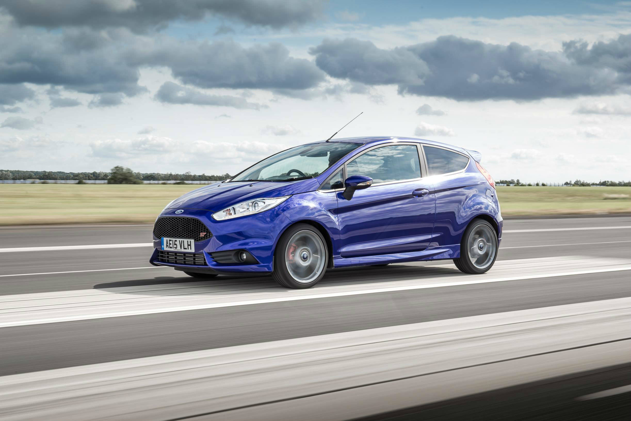 image of a blue ford fiesta st car exterior