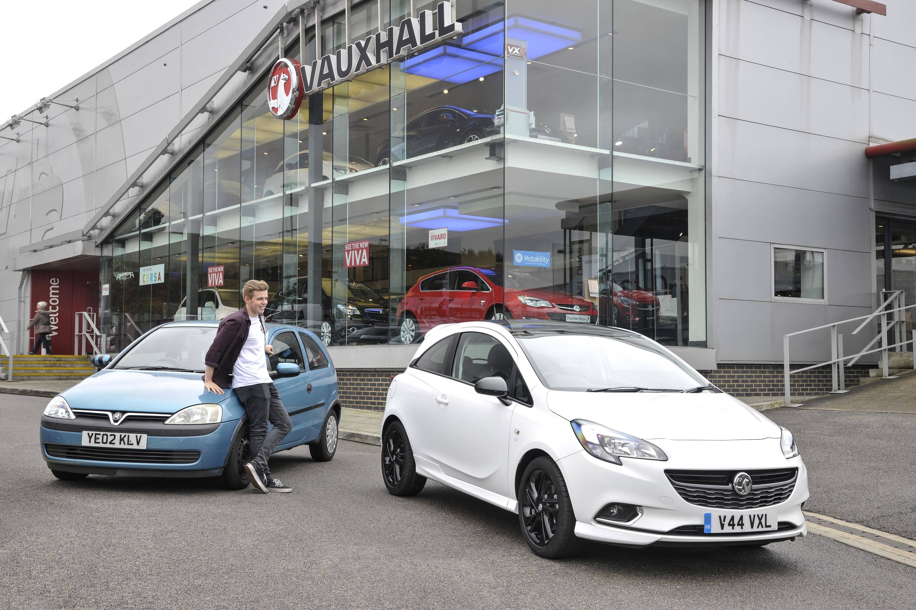 image of a person trading an old vauxhall corsa in for a brand new one