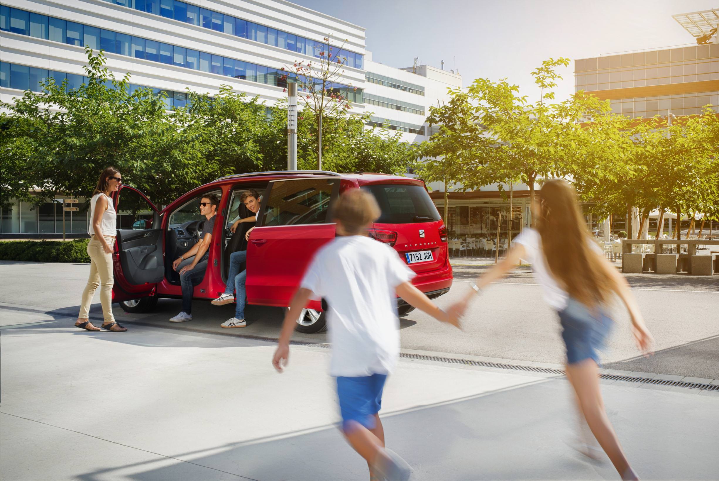 image of a red seat alhambra car exterior