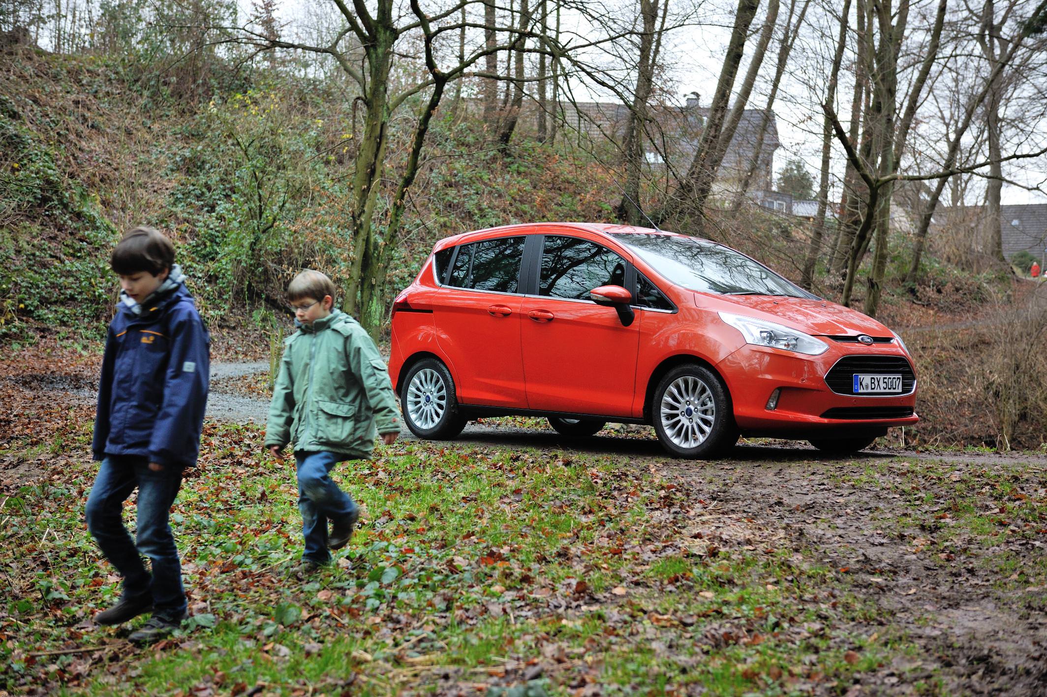 image of a red ford b max car exterior