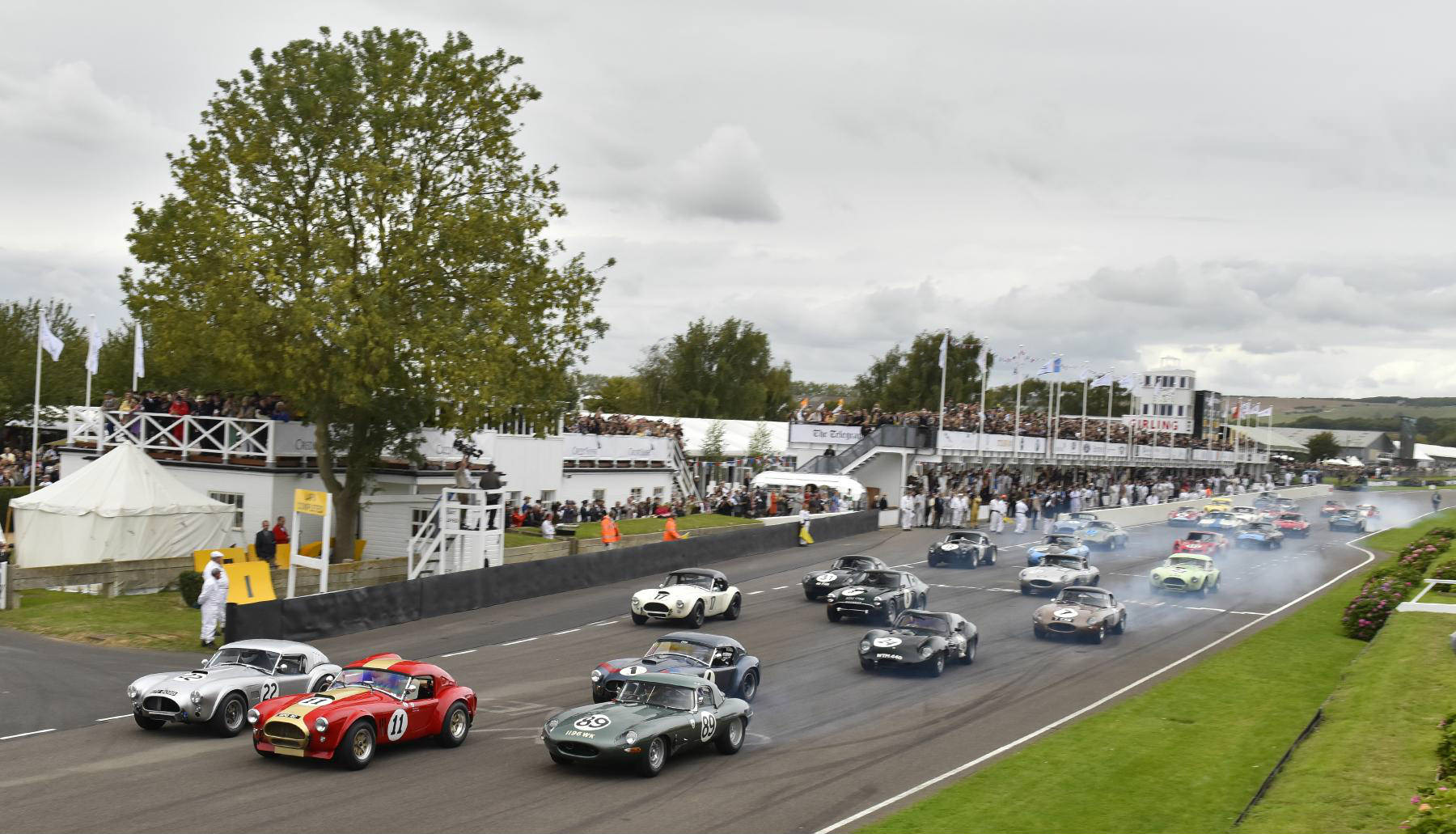 image of vintage cars racing at goodward revival festival 2017