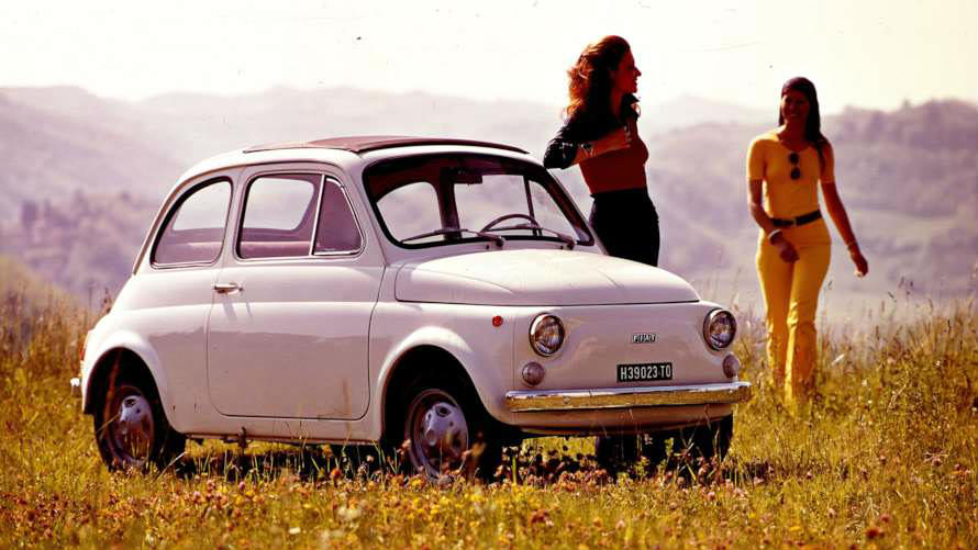 image of a white vintage fiat 500 car exterior