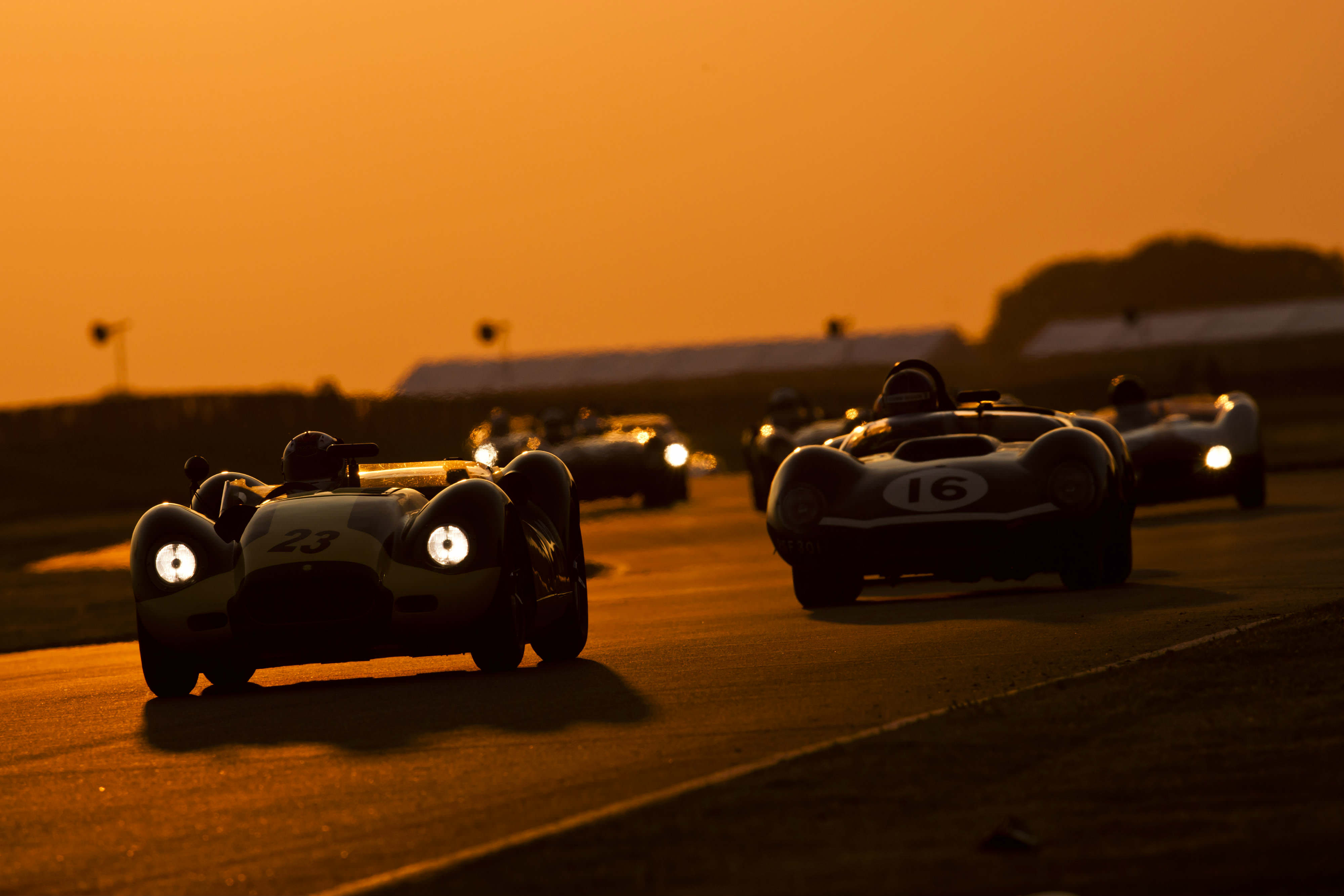 image of a vintage car race at goodwood revival festival 2017