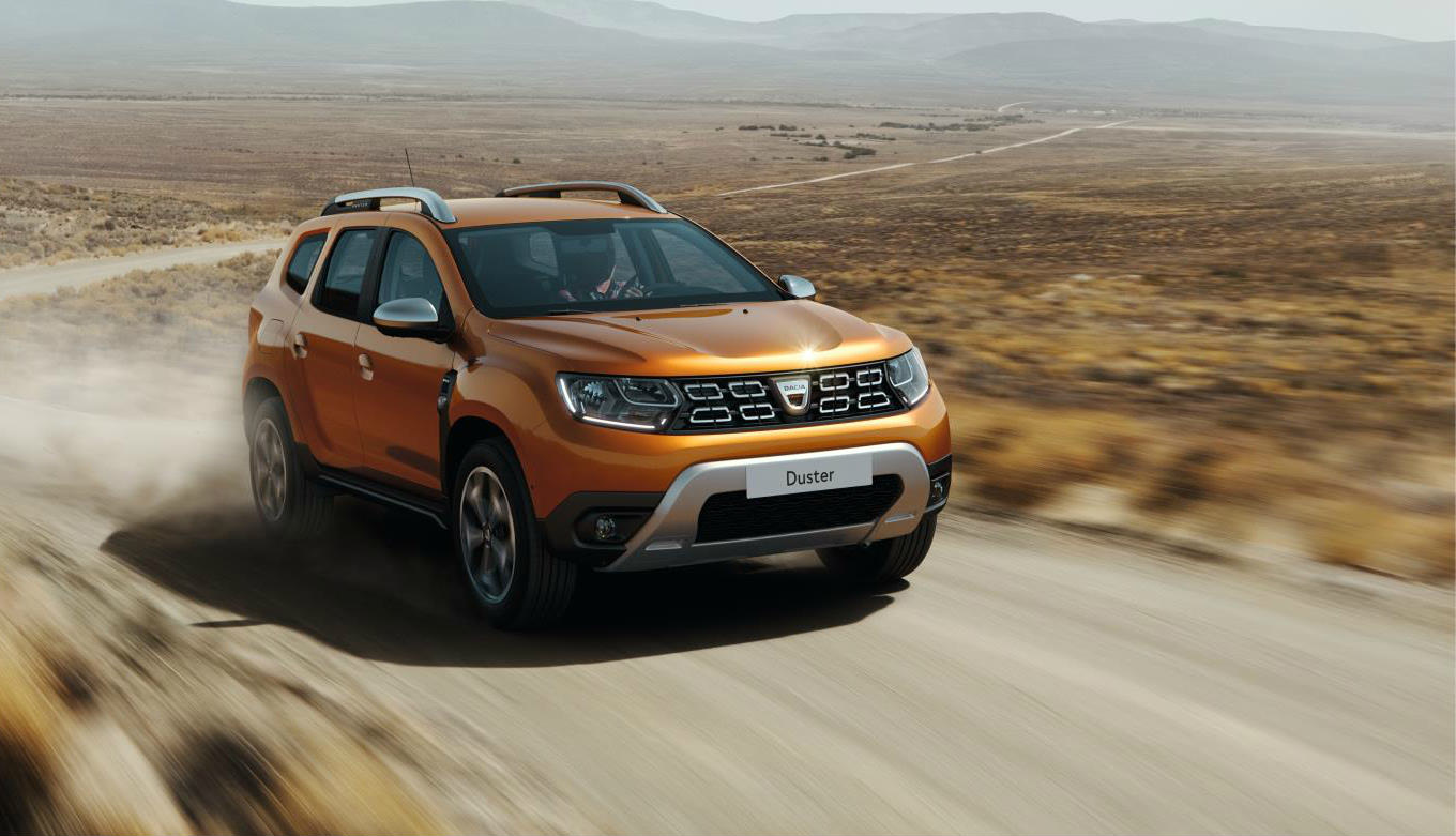 image of an orange dacia duster concept car at frankfurt motor show 2017