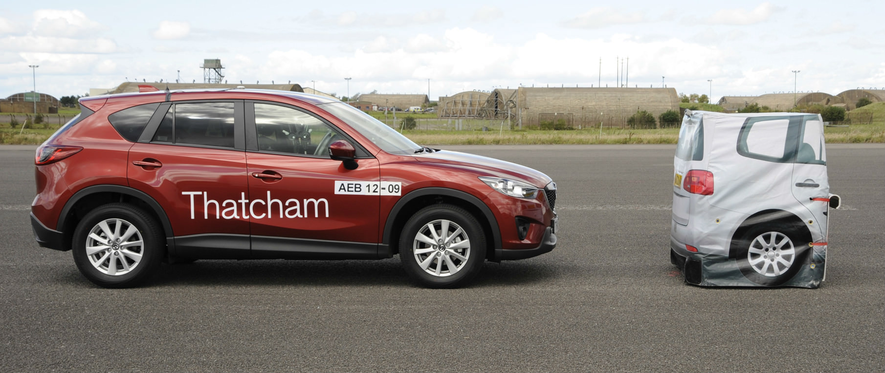 image of a car testing its autonomous emergency braking sytem