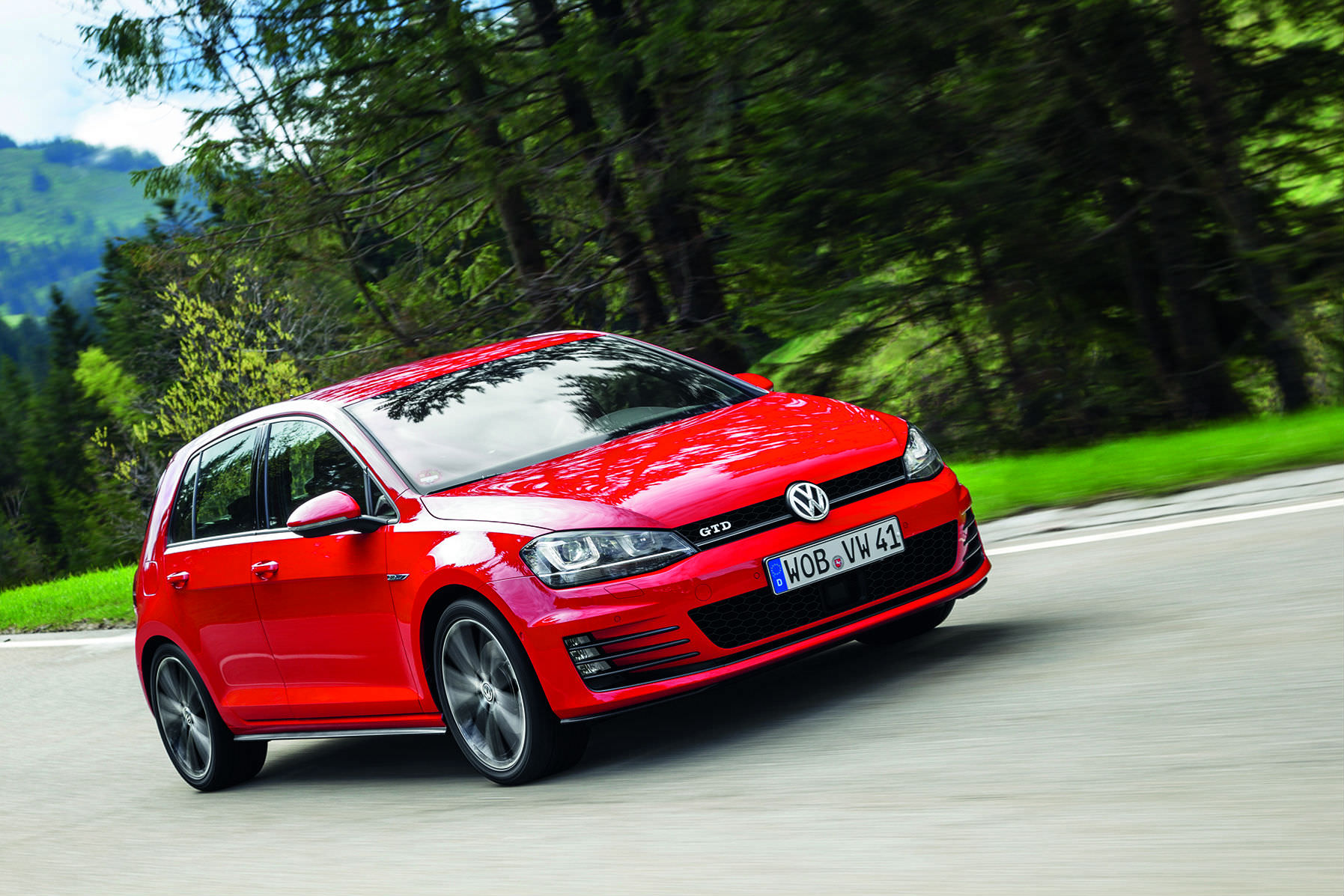 image of a red volkswagen golf gtd car exterior