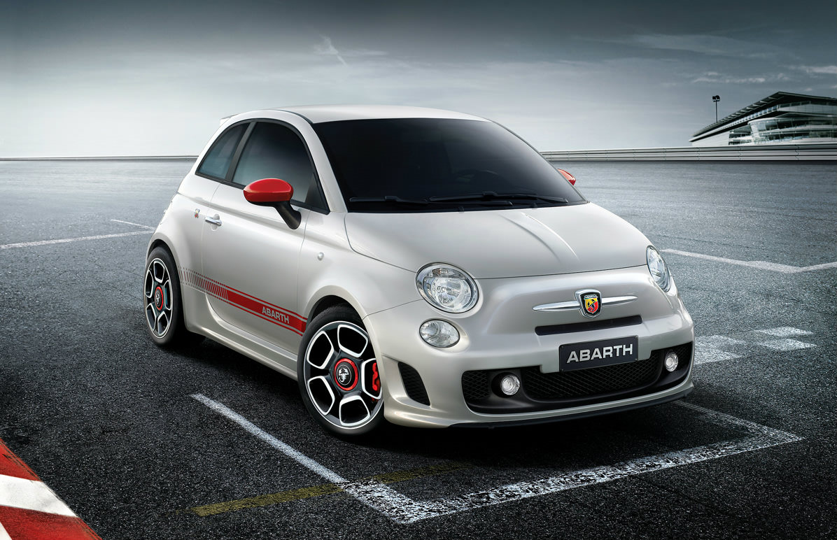 image of a white fiat 500 abarth car exterior