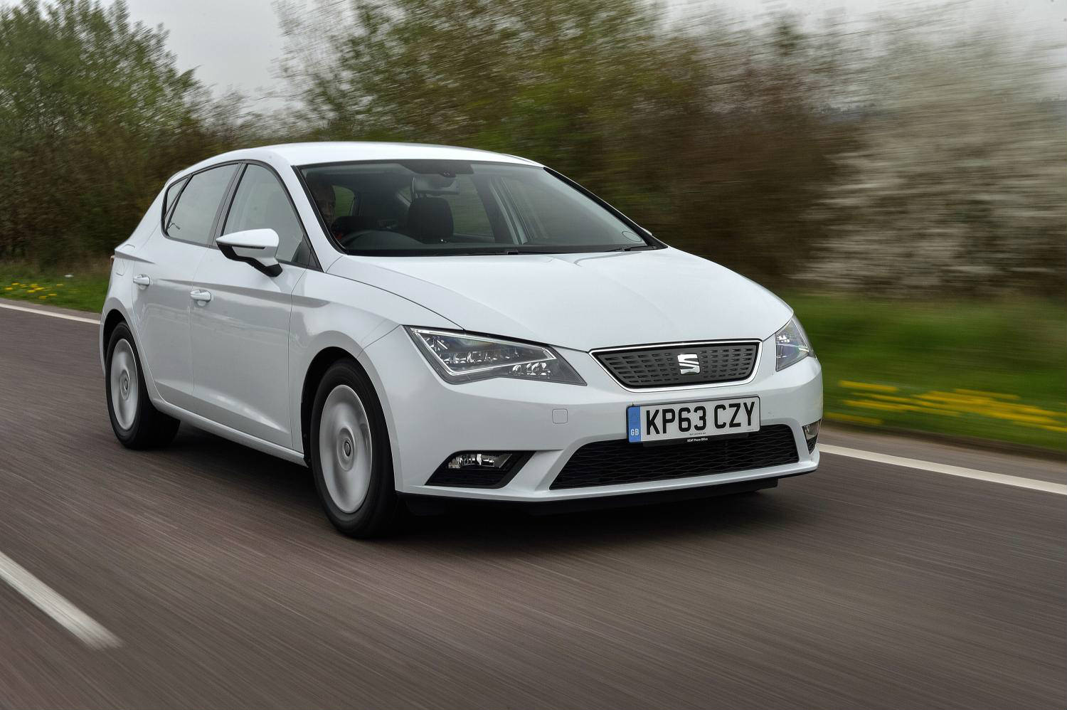 image of a white seat leaon car exterior