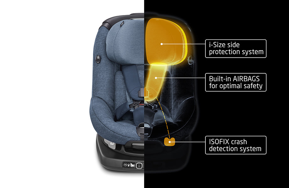 image of a maxi cosi child seat with built in protection features