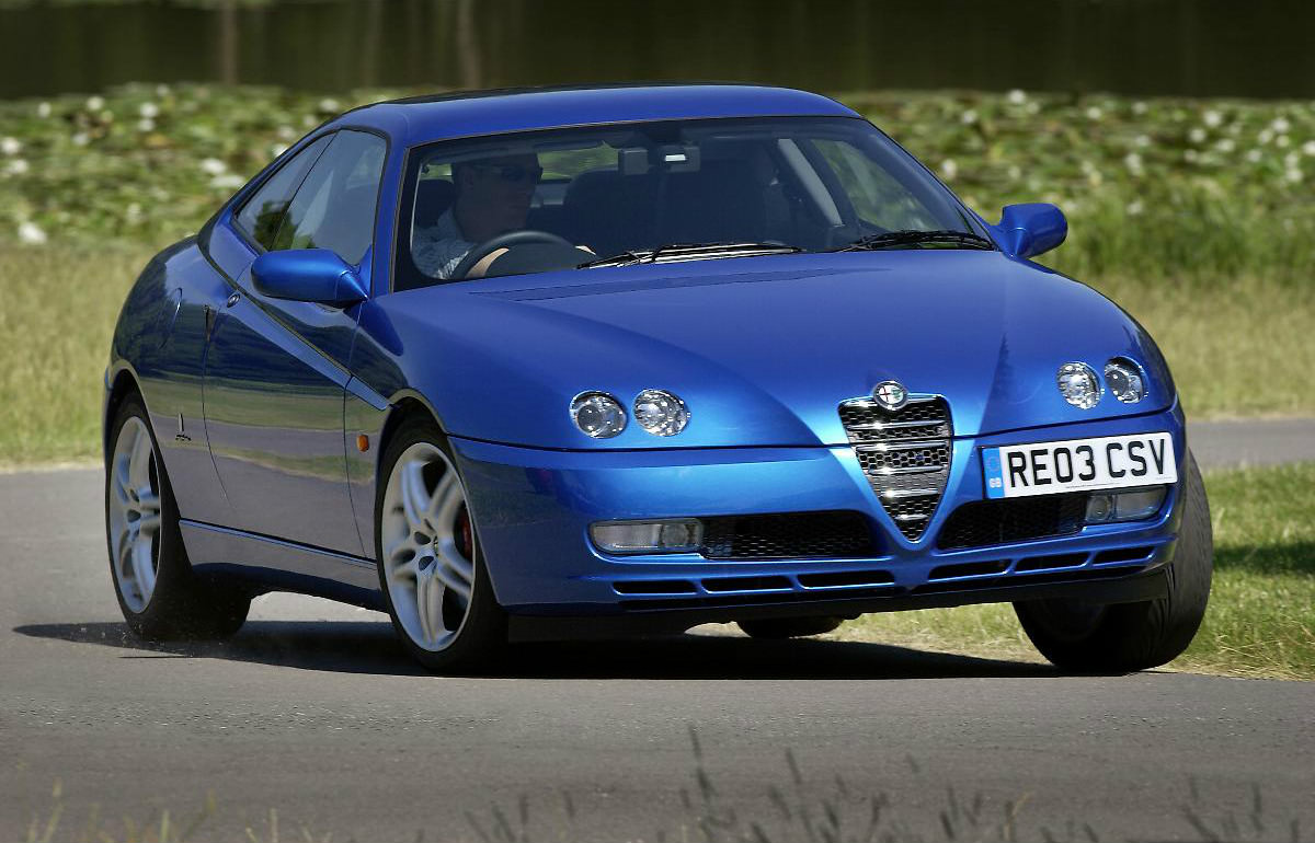 image of a vintage blue alfa romeo gtv car exterior