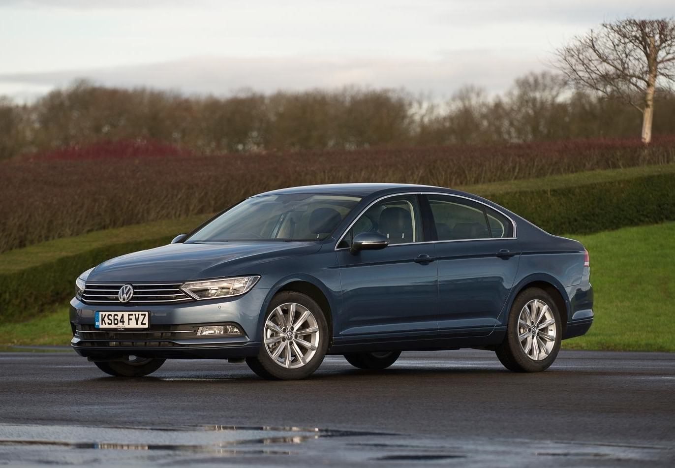 image of a blue volkswagen passat car exterior