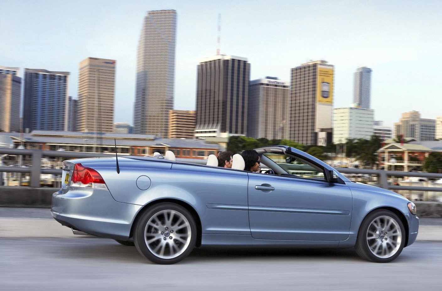 image of a silver volvo c70 convertible car exterior