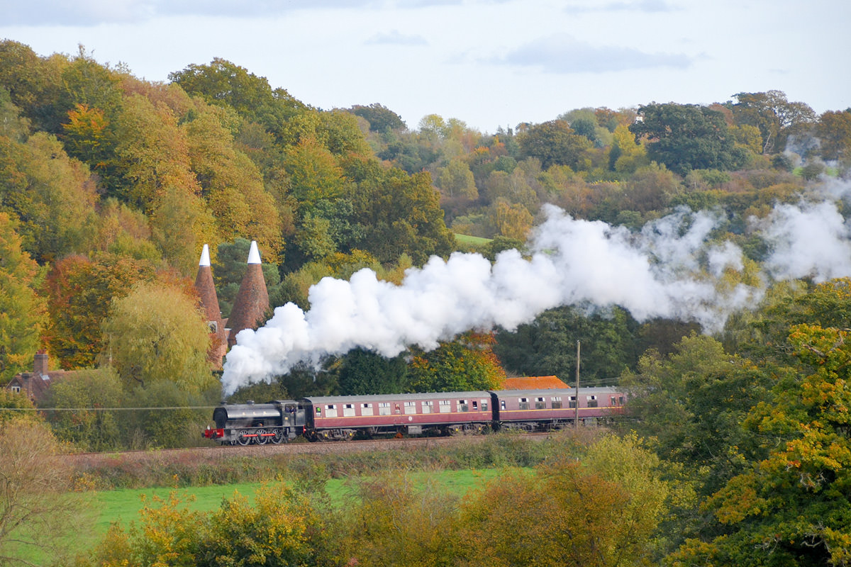 steam engine train in motion