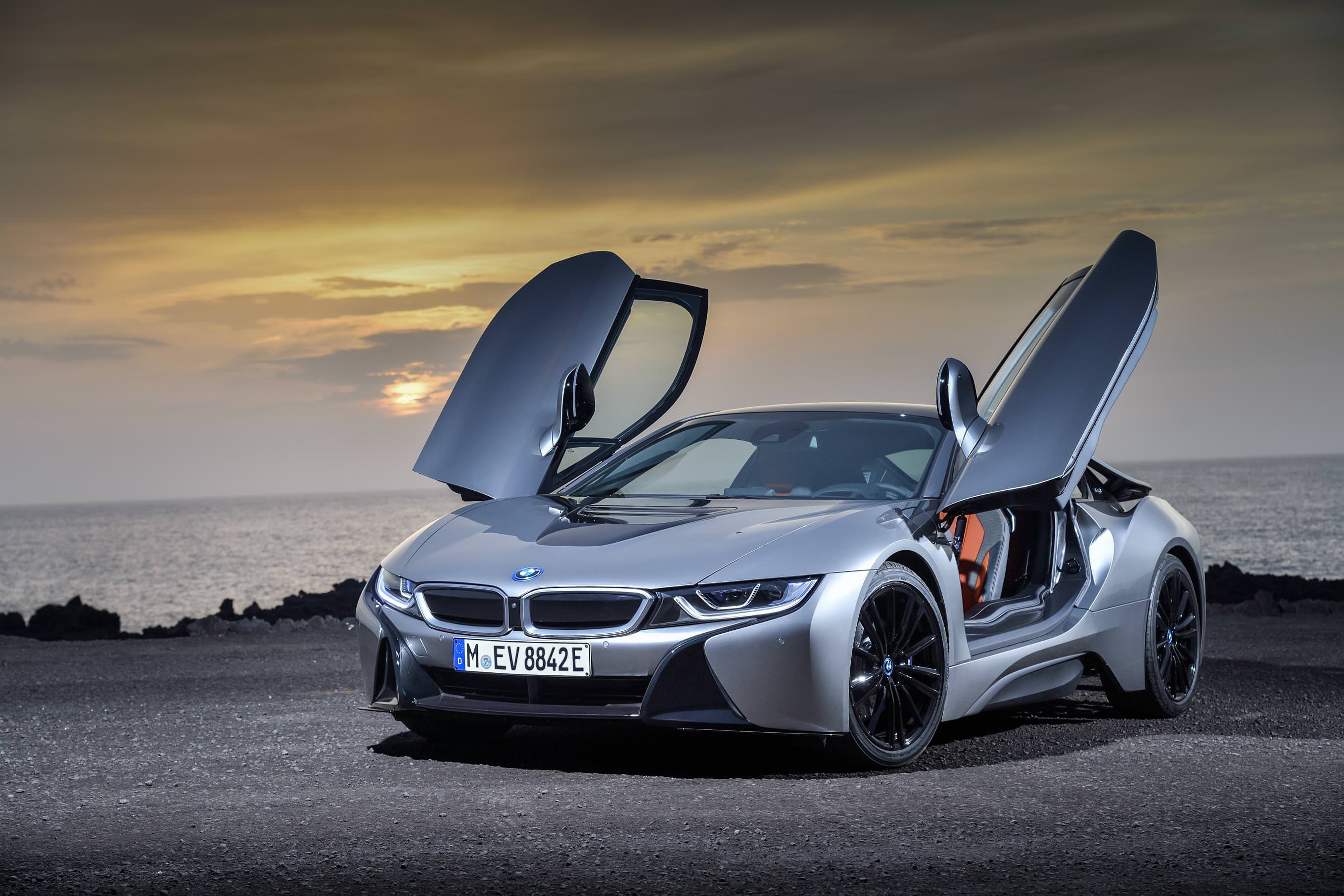 image of a bmw i8 car exterior with its doors open