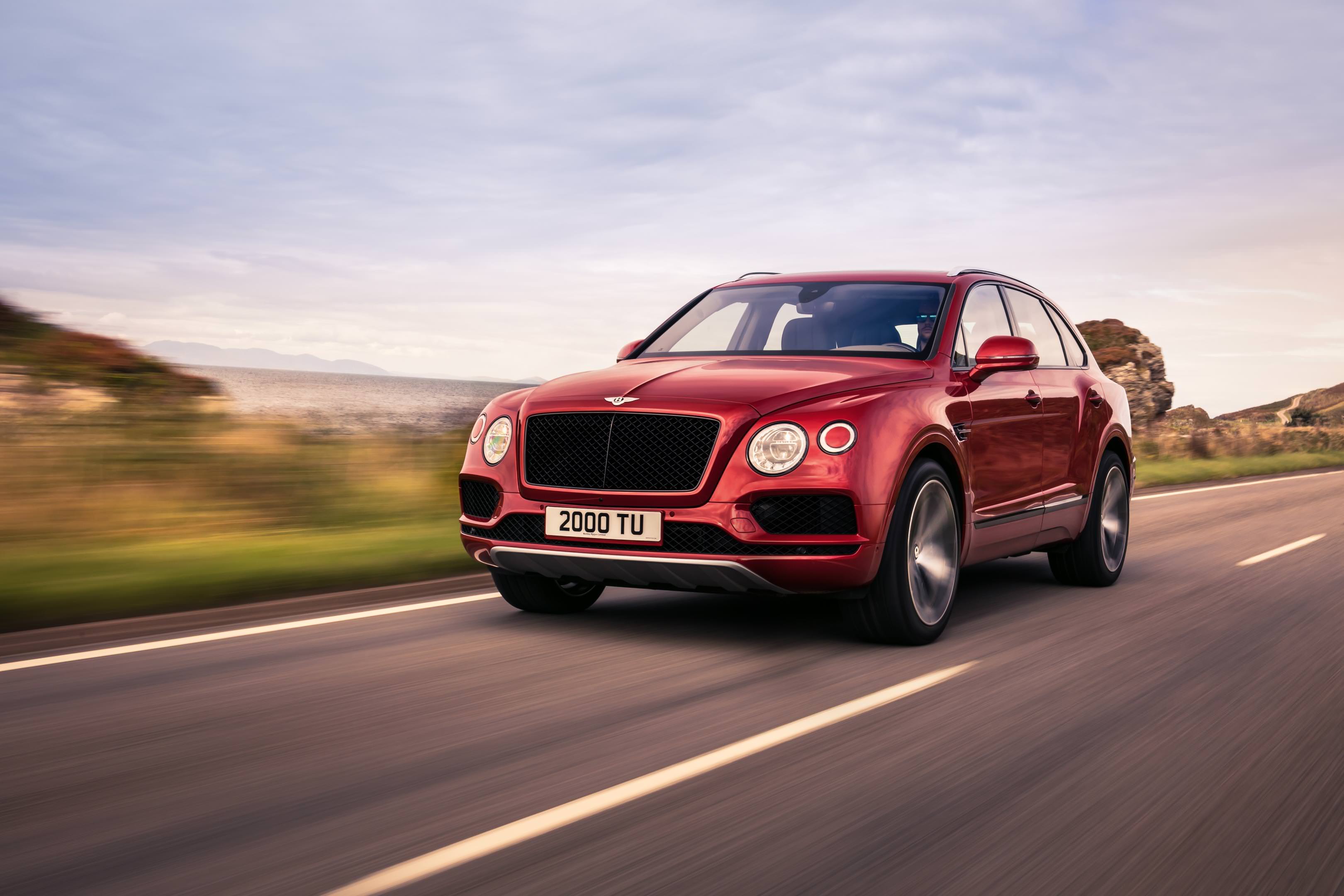 image of a red bentley bentayga car exterior