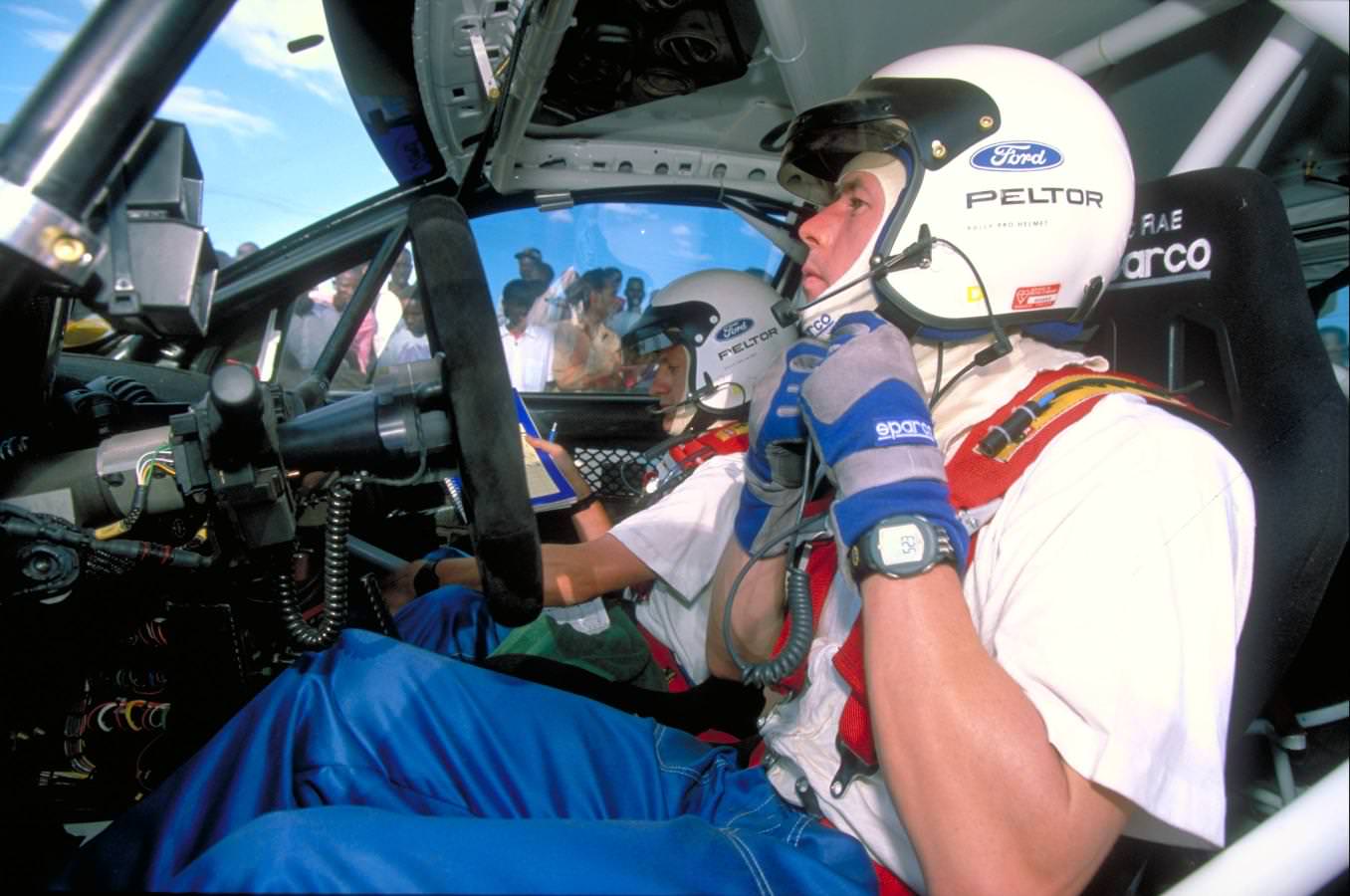 Colin McRae inside his Subaru Impreza 