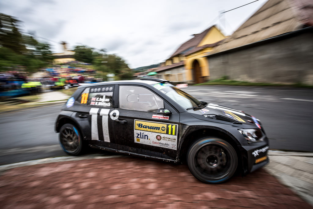 Chris Ingram in Skoda Matt Black R5 rallying in Zlin