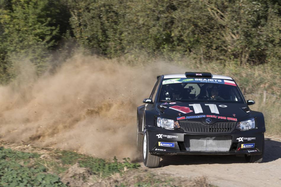 Chris Ingram's Matt Black Skoda Fabia R5 at Rally GB