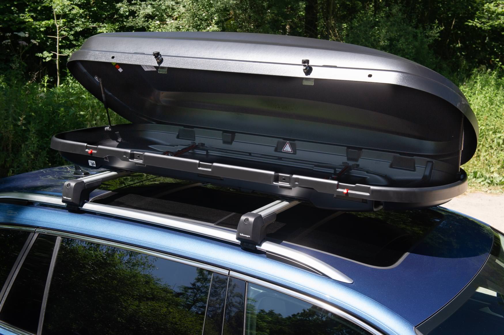 Roof box provides extra storage and can be fitted on most cars